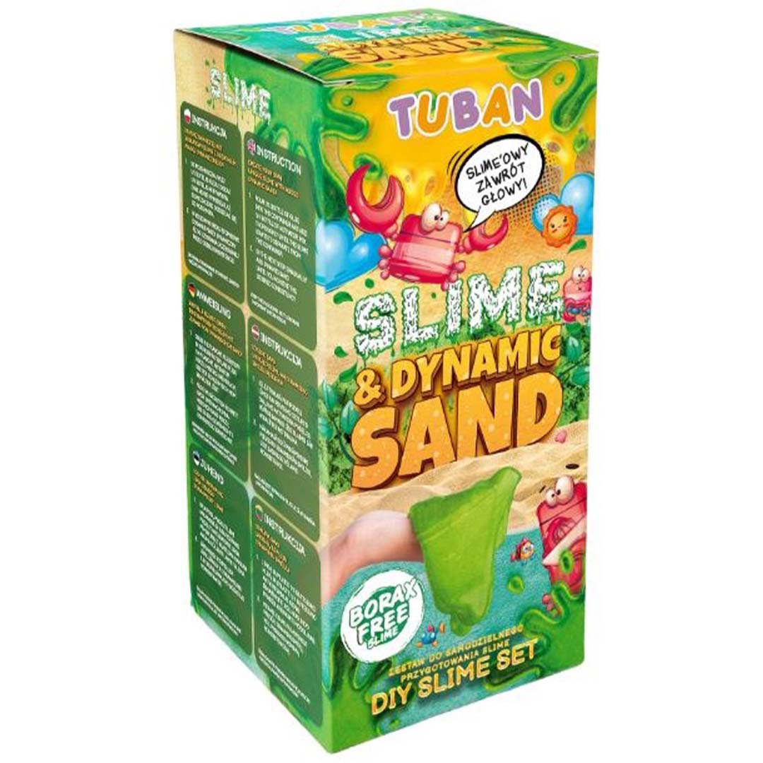 Tuban verpakking van de slijm en dynamisch zand DIY set.
