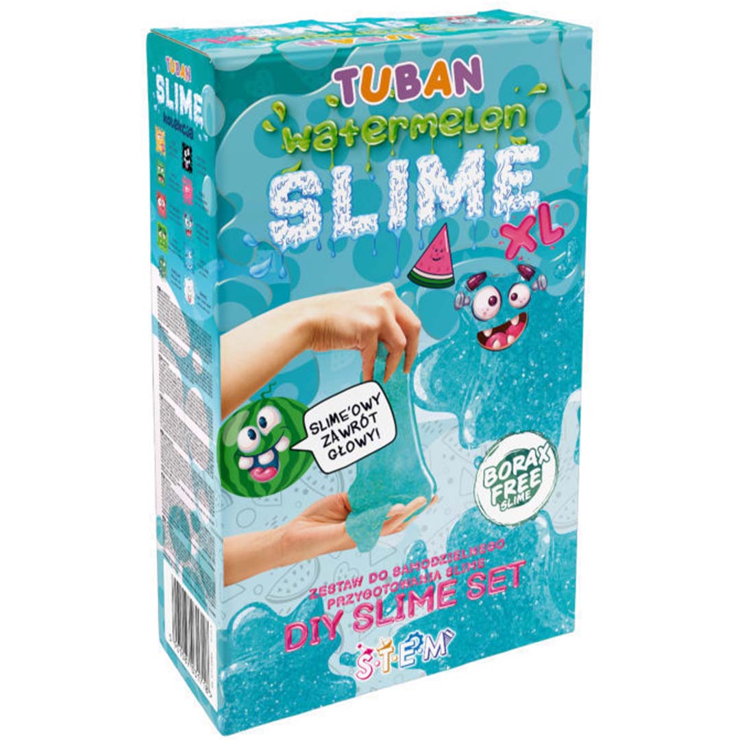 Verpakking van de Tuban XL slijm maakset met watermeloen thema.