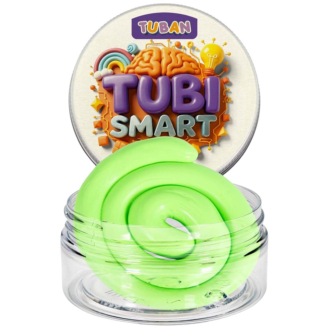 Tuban Tubi Smart groen slijm in een open potje.