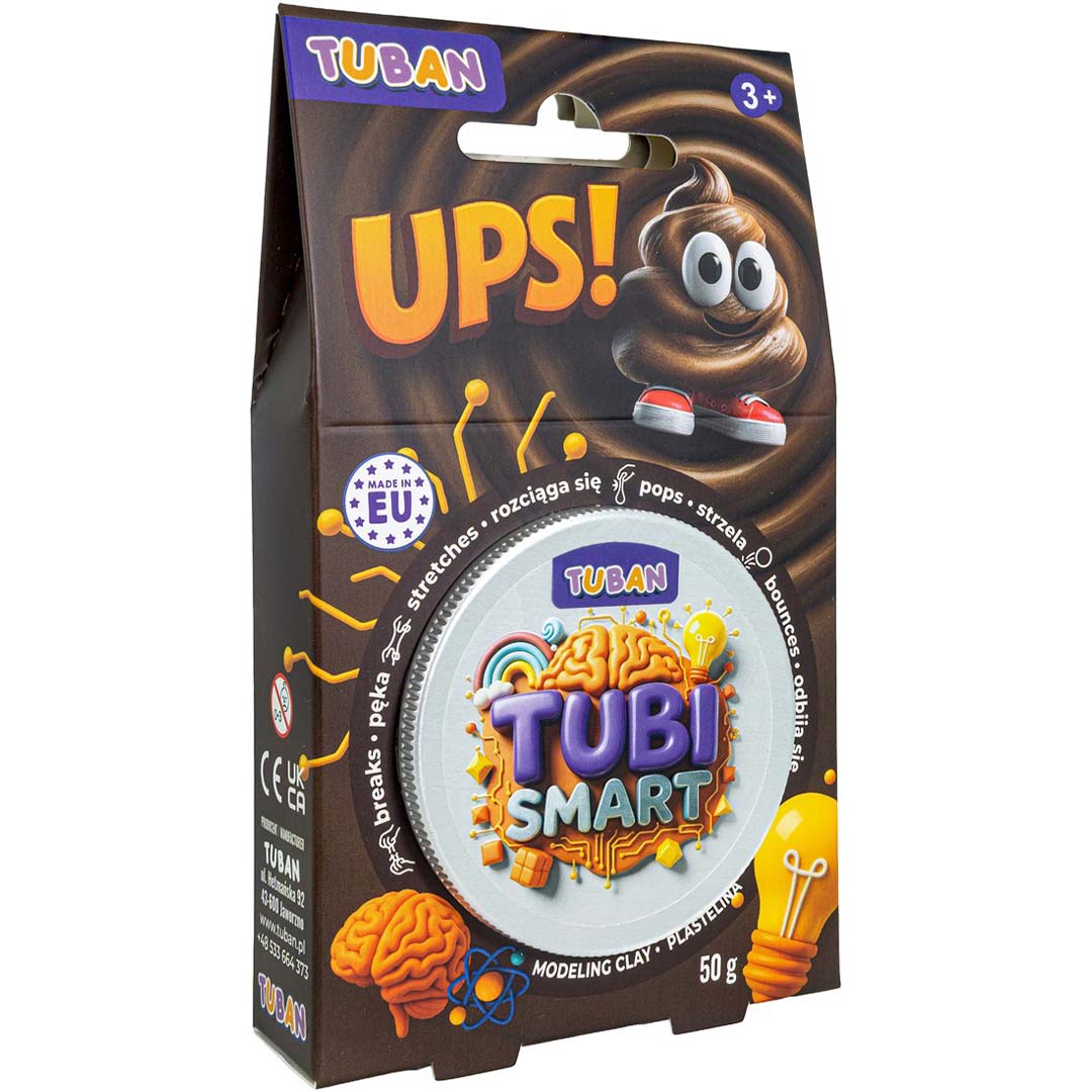 Verpakking van Tuban Tubi Smart modelleerklei met een cartoon poepfiguur en productinformatie.