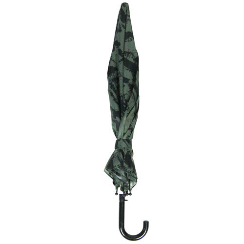 Vanpauline kinderparaplu met groene distressed print, opgevouwen.