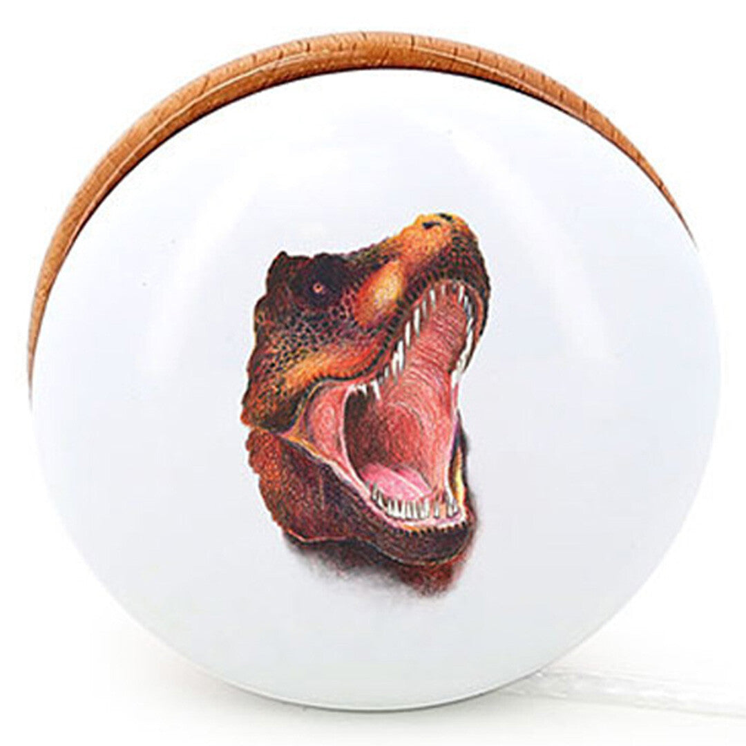Vilac jojo met een illustratie van een T-rex kop op een witte achtergrond.