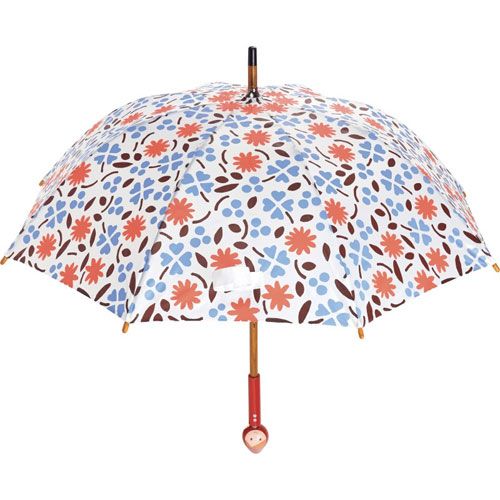 Vilac kinderparaplu met gebloemd patroon en rood Roodkapje handvat.