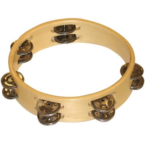 Voggenreiter houten tamboerijn met metalen belletjes.
