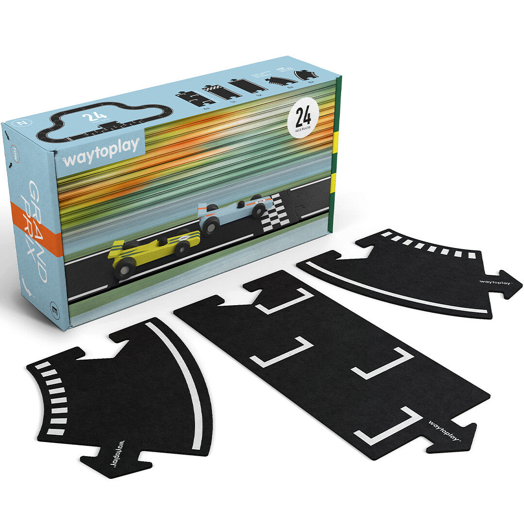 waytoplay Grand Prix 24-delige rubberen racebaan set met verpakking en losse onderdelen.