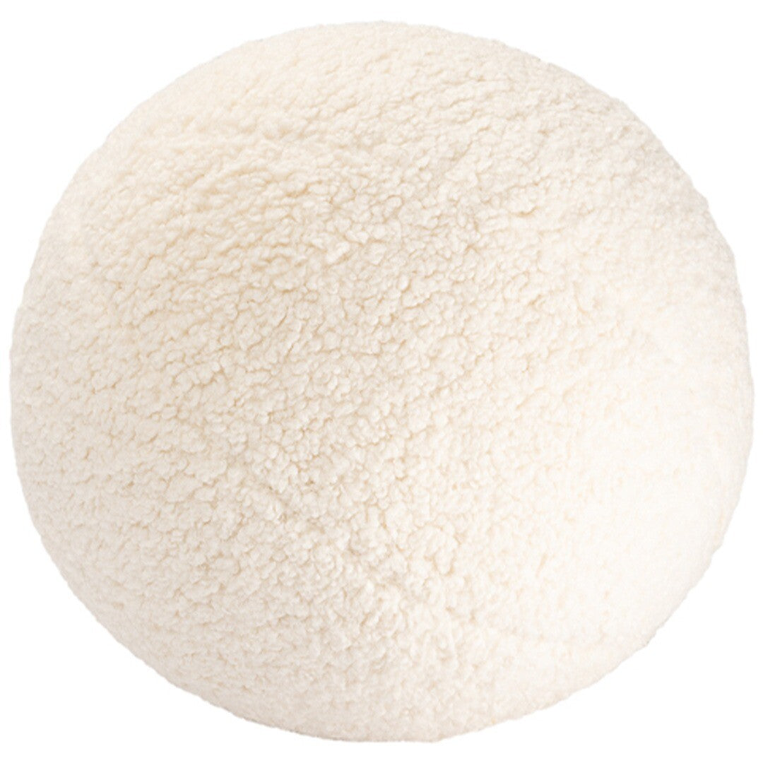 Wigiwama kussen bal in cream white, een ronde, pluizige decoratie.